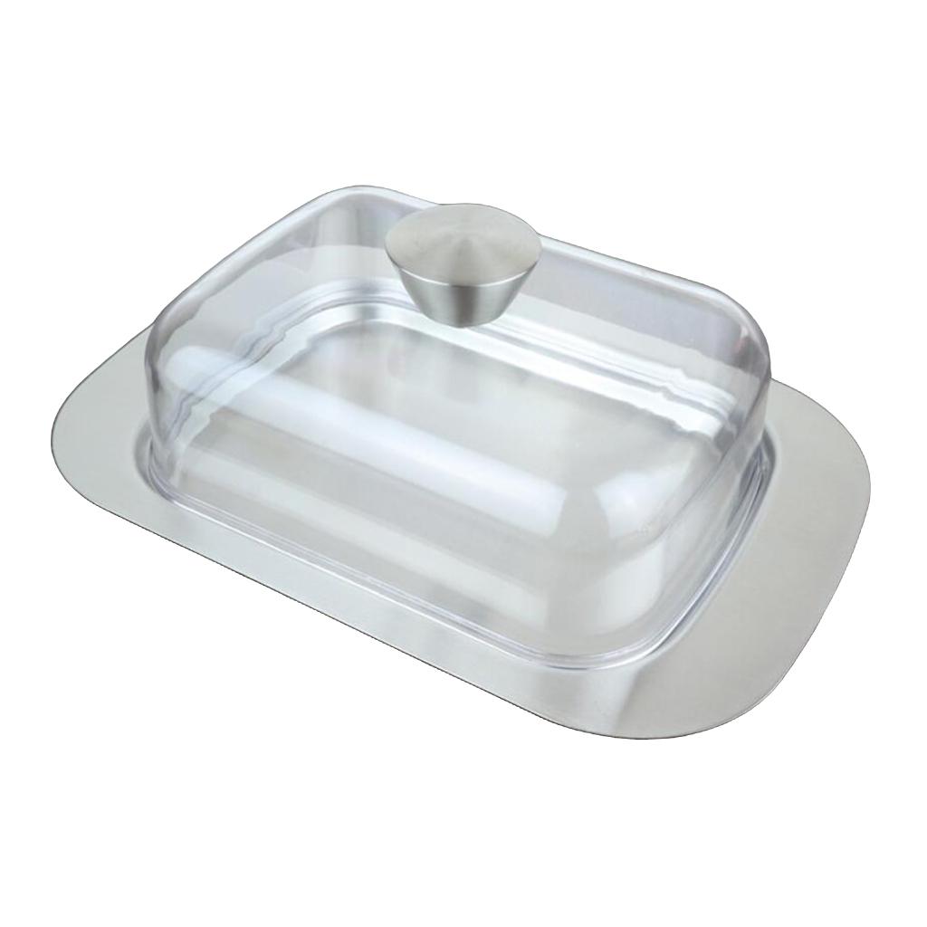 Stainless Steel Covered Butter Dish, Butter Serving Tray With Lid, Food Storage Container & Organizer Bins For Party Countertop