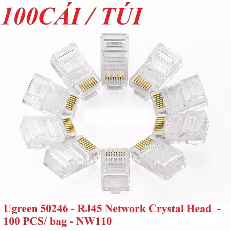 Ugreen UG50246NW110TK Đầu bấm mạng RJ45 chuẩn Cat5e cao cấp mạ vàng - HÀNG CHÍNH HÃNG