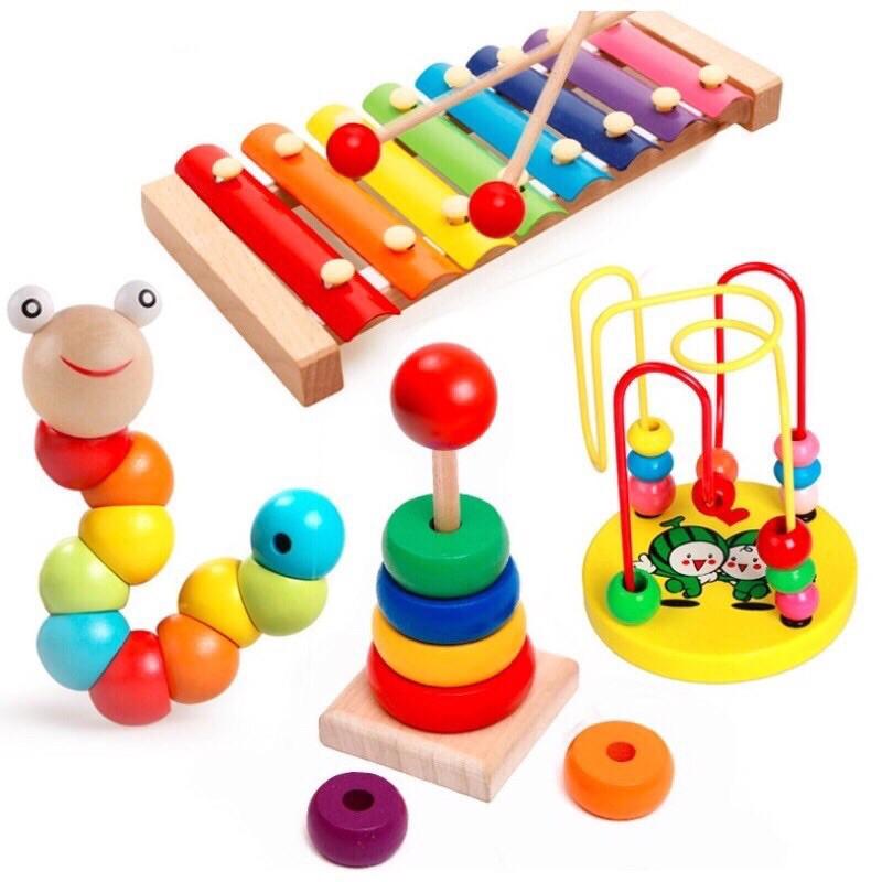 combo 4 món đồ chơi gỗ phát triển trí tuệ cho bé