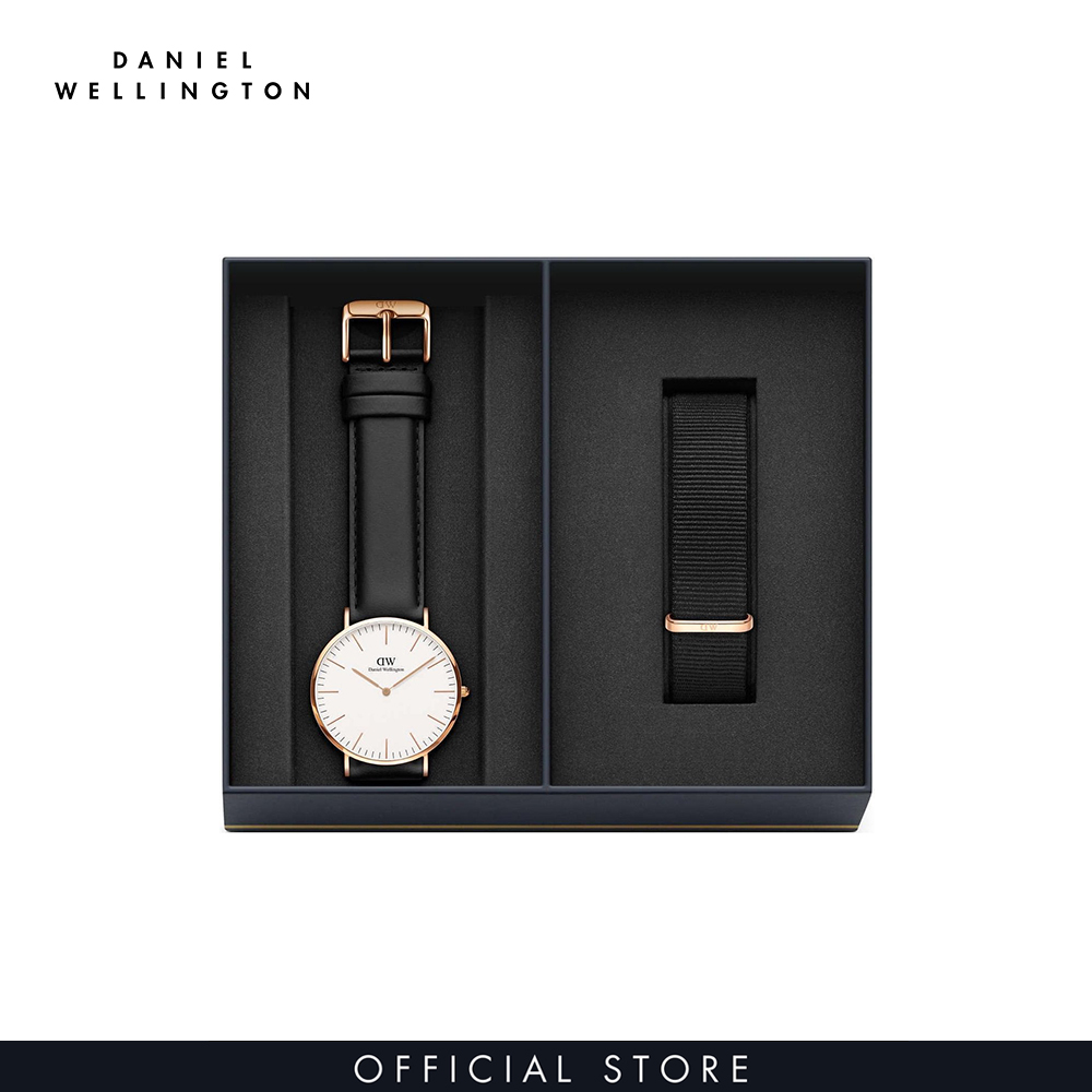 Đồng hồ Nam Daniel Wellington dây da, vải nato - Classic Combo 40mm DW00500002