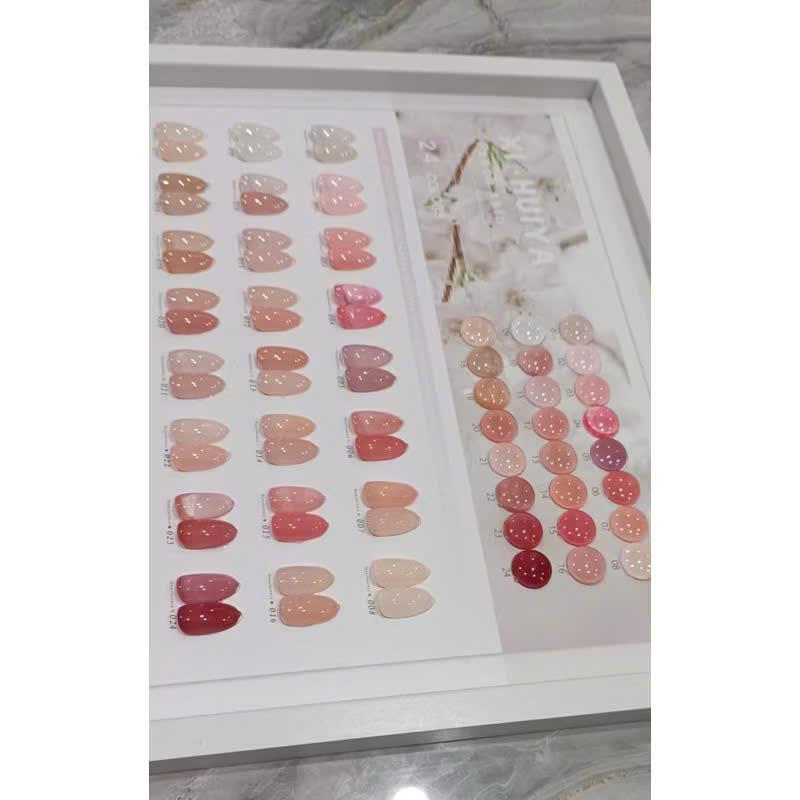 Set Sơn Thạch Đục 24 Màu HUIYA Tông Hồng Làm Nail Siêu Bóng Mướt, Chất Sơn Gel Đậm Đặc Chuẩn Màu Tươi Sáng Tặng Kèm Bảng Màu Peach Skin Nữ Women