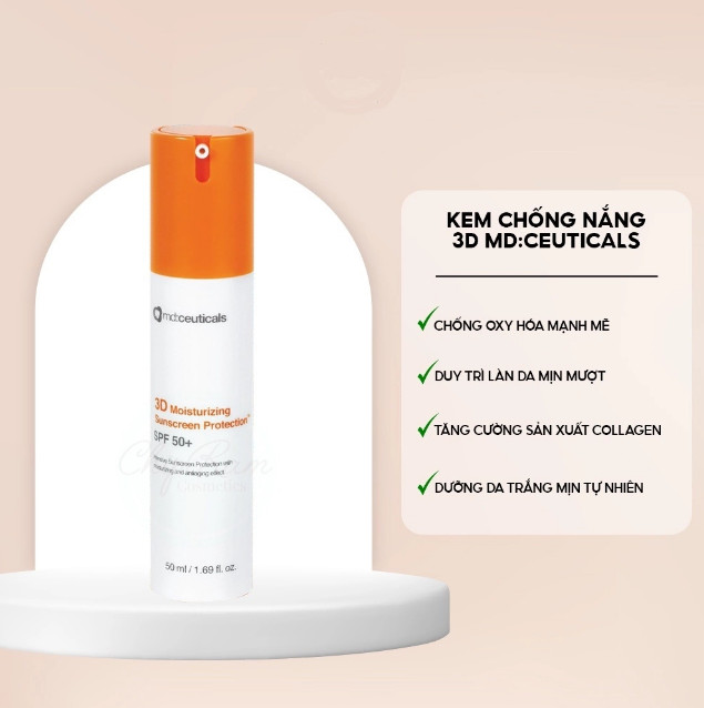 Kem Chống Nắng Vật Lý Bảo Vệ Da, Giữ Ẩm md:ceuticals 3D Moisturizing Suncreen Protection SPF50 50ml
