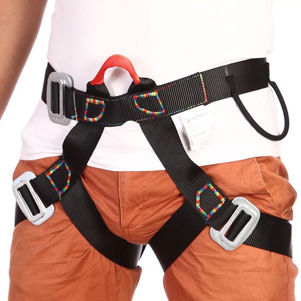 Half Body Outdoor Rappelling Climbing Harness Seat Safety Sitting Bust Belt Black