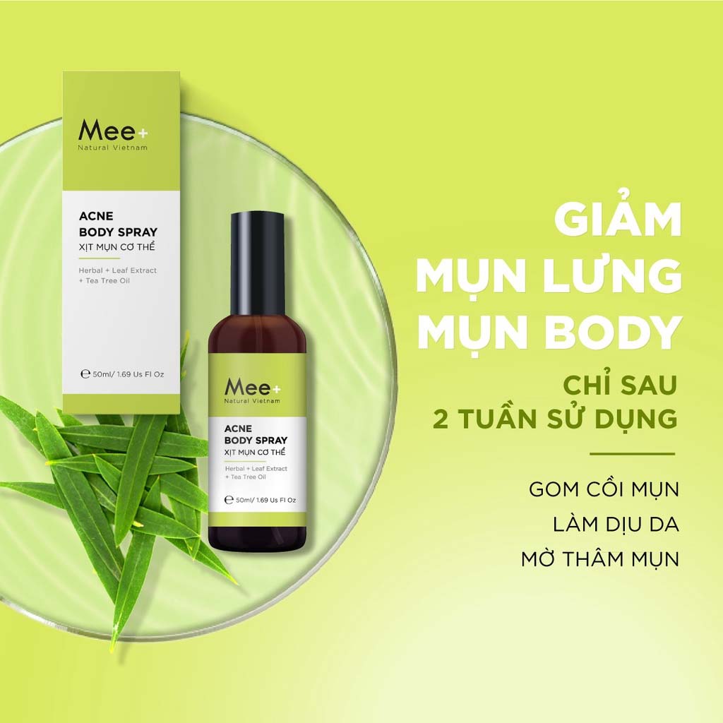 Xịt mụn lưng, mụn body giúp sạch mụn, hết thâm, làm mềm và sáng da Mee Natural 50ml