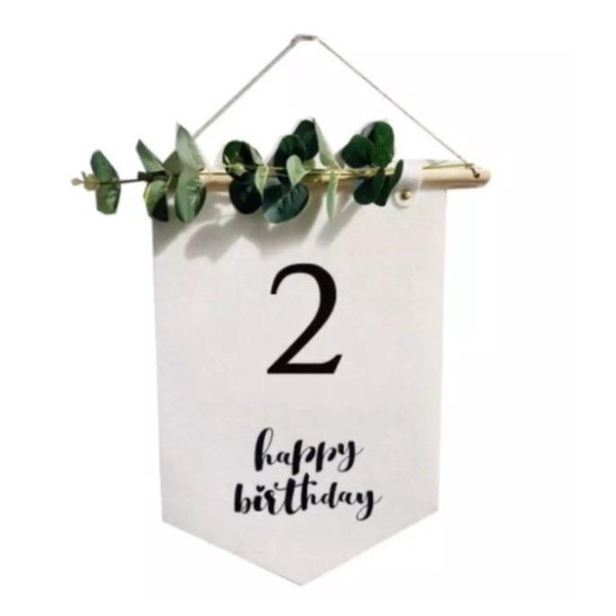 Banner in số tuổi sinh nhật kèm Lá  Trang trí sinh nhật Happy birthday phong cách Hàn Quốc Hot 2022