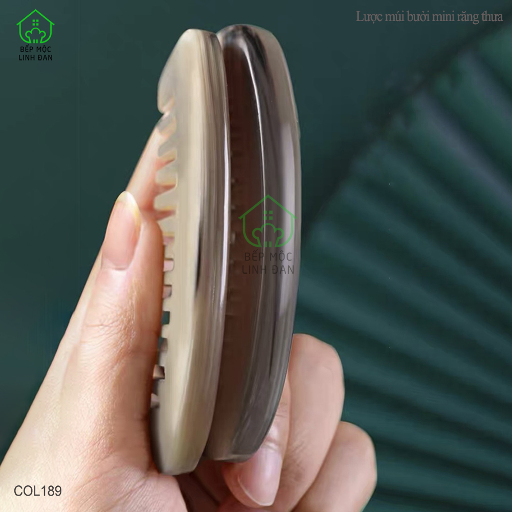 Lược Sừng Múi Bưởi Mini Răng Thưa Bỏ Túi Tiện Dụng