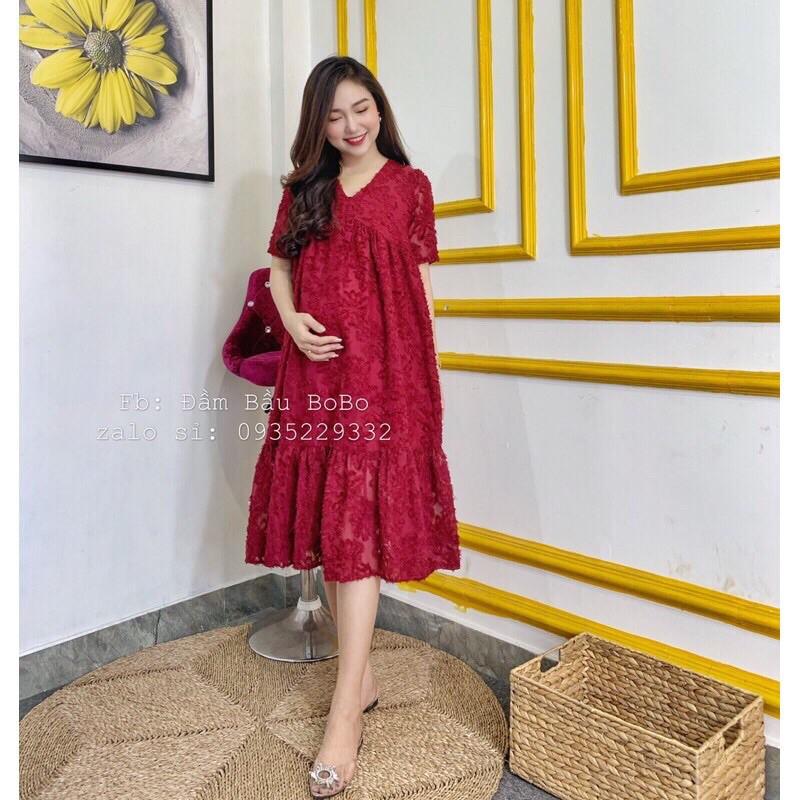 Váy bầu đẹp dáng thời trang công sở,dự tiệc chất ren cao cấp pregnant dress mom