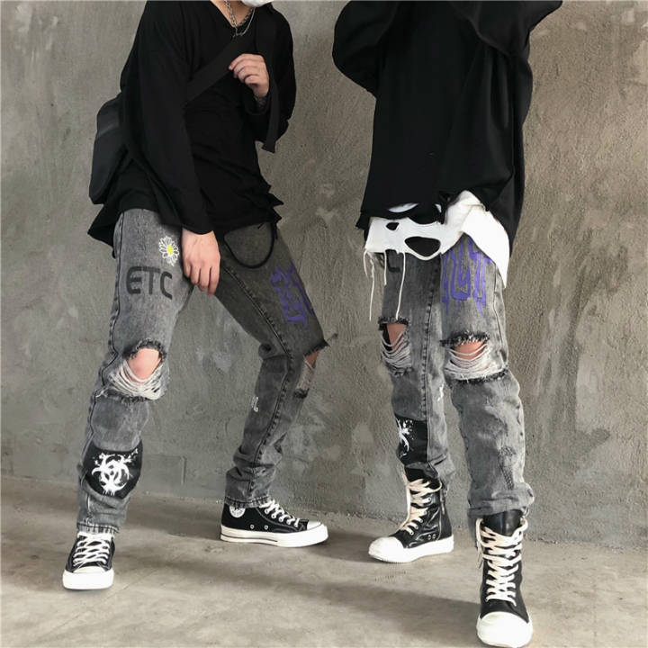 Quần jeans rách gói in hình Mã: ND1601