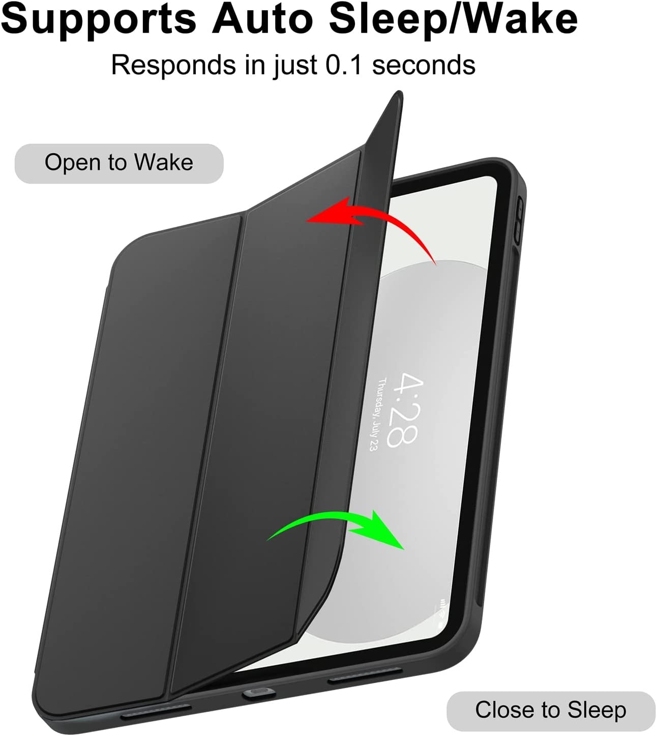 Bao Da cho iPad Gen 10 2022 10.9 inch có khay bút pencil lưng TPU dẻo nắp gập hỗ trợ tắt mở màn hình