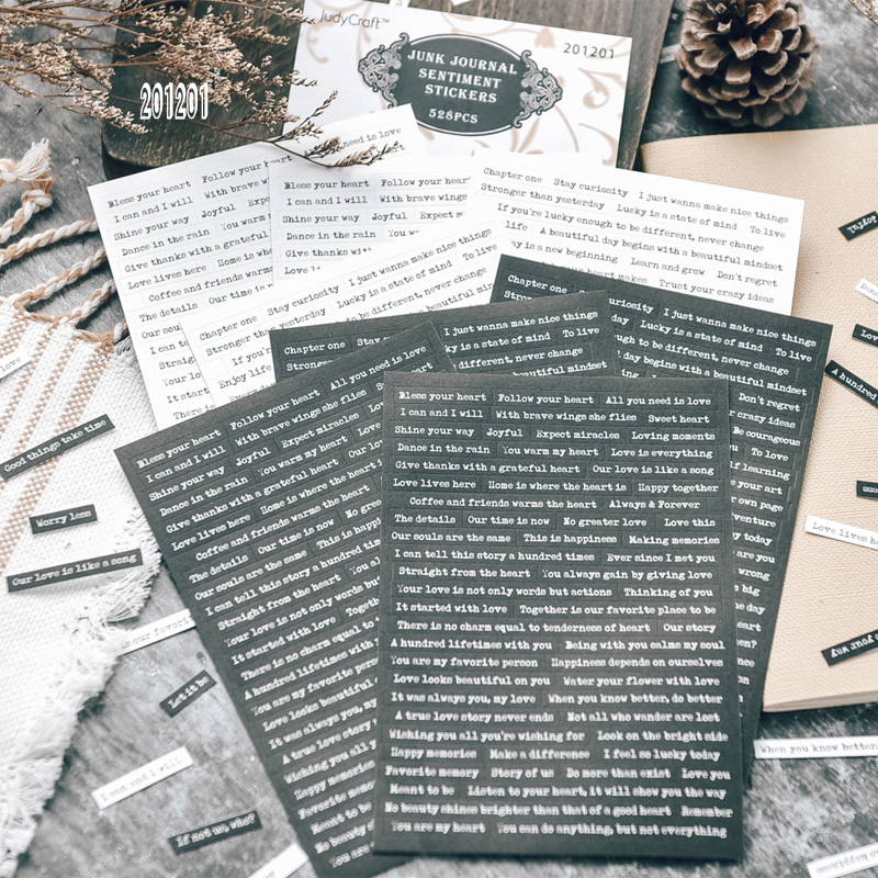 S97 - Tờ sticker giấy chữ câu quotes tiếng Anh JudyCraft trang trí sổ bullet journal, junk journal
