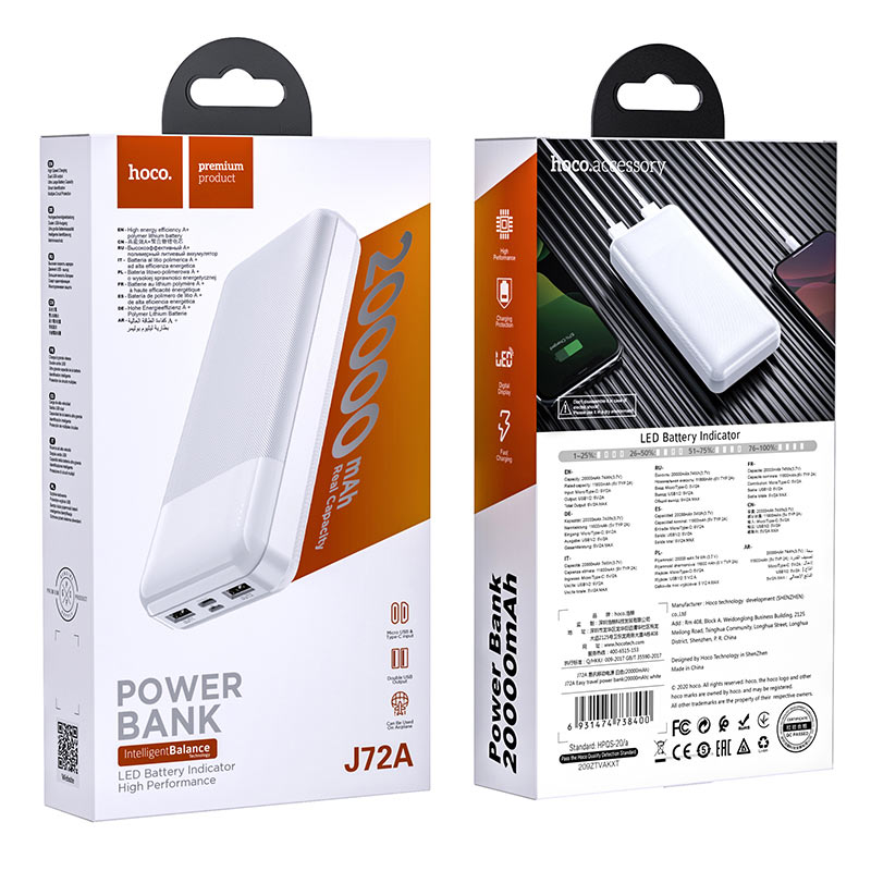 SẠC DỰ PHÒNG J72A 20000mAh - HN