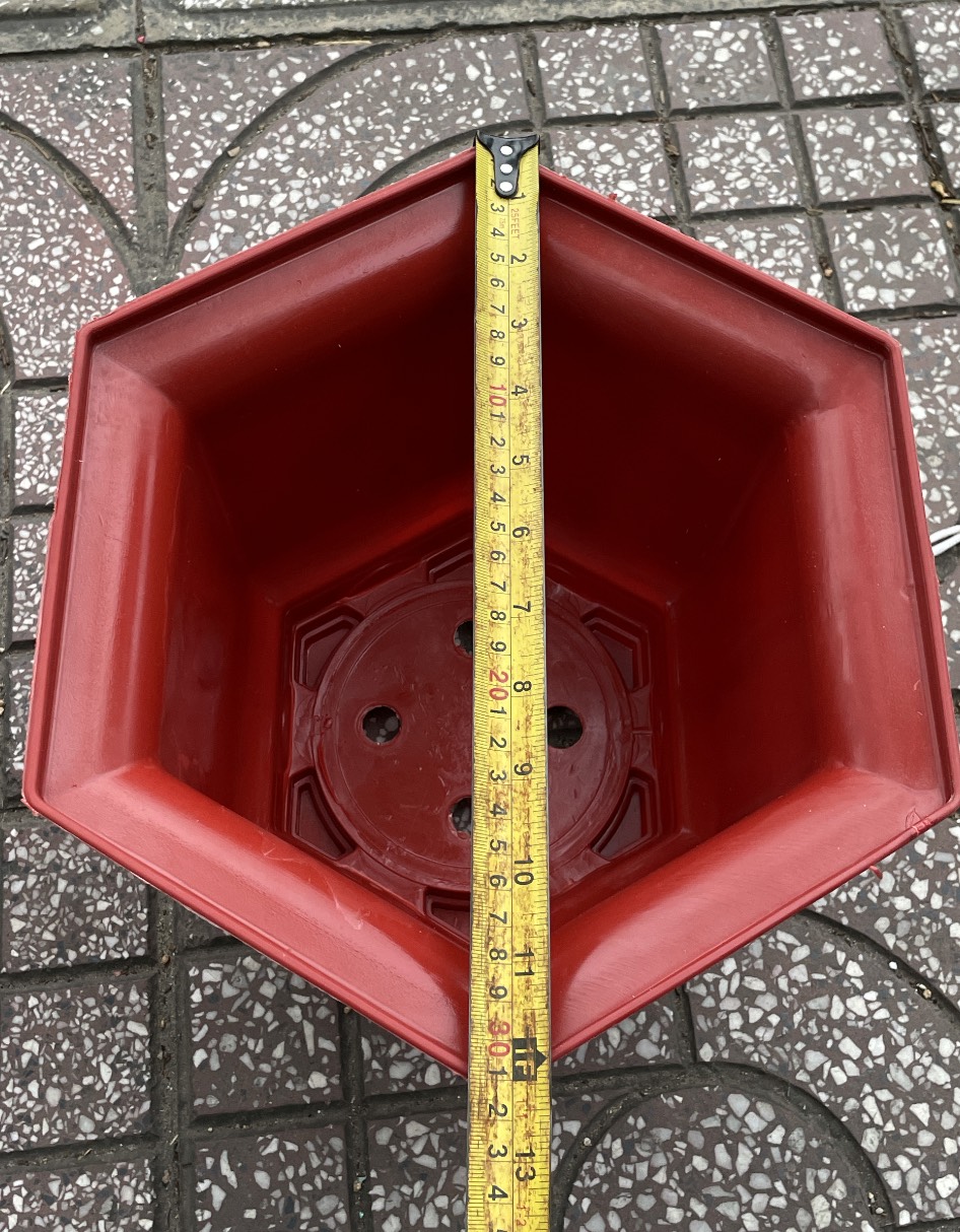 Bộ 05 chậu lục giác nhựa đỏ 30 cm