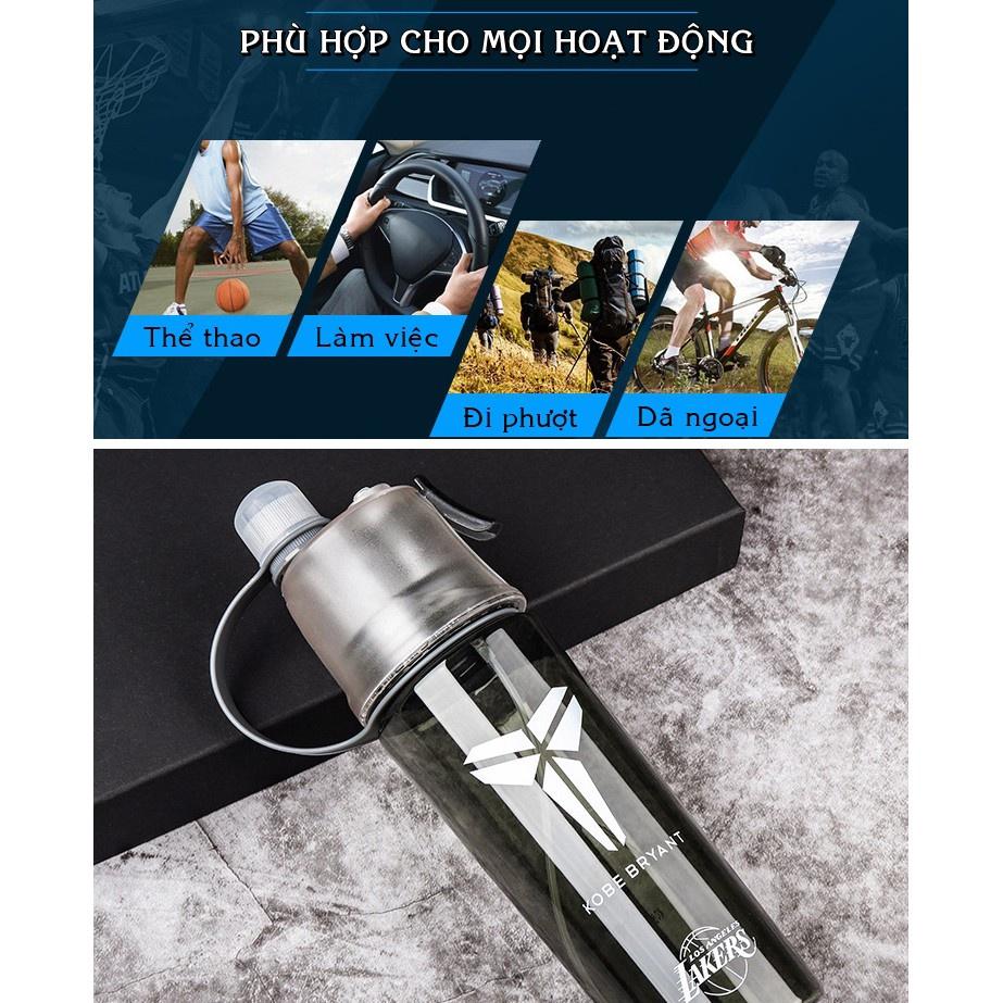 Bình nước thể thao, tập gym, bóng rổ, bóng chuyền, chạy bộ Energy Bottle có xịt phun sương 600ml cao cấp