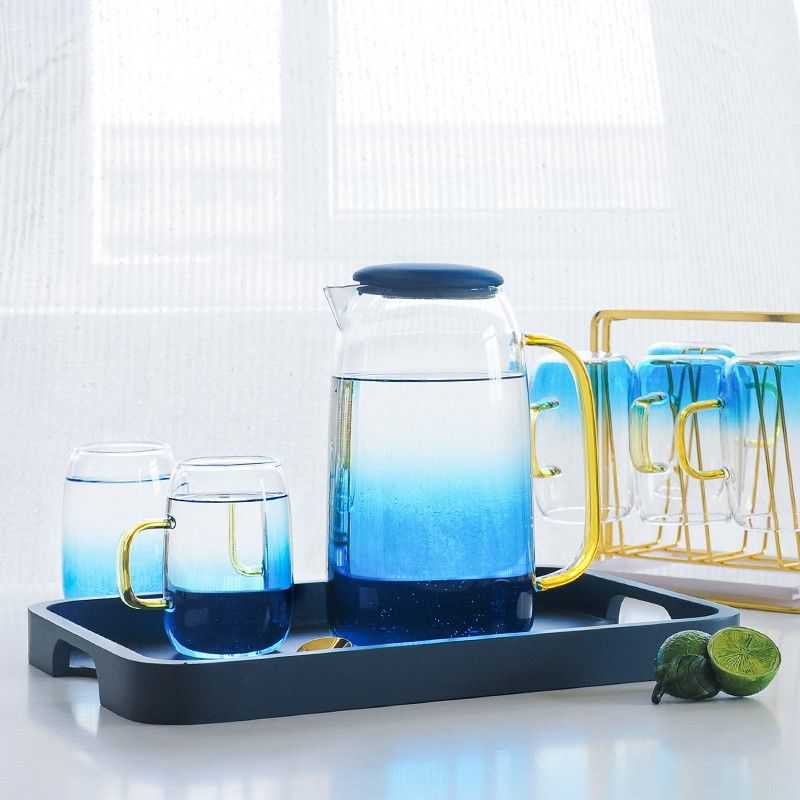 Bộ Ly Thủy Tinh AQUA Trụ Tròn BOROSILICATE Cao Cấp Chịu Nhiệt Cao 6 Sets DECOR LUXURY - Hàng Nhập Khẩu