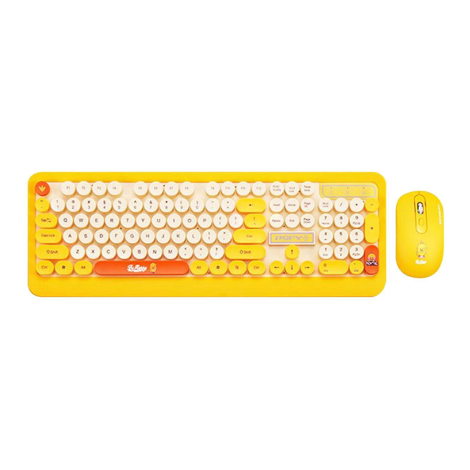 Desktop 2.4G Wireless Keyboard & Mouse Combo Retro Round Key