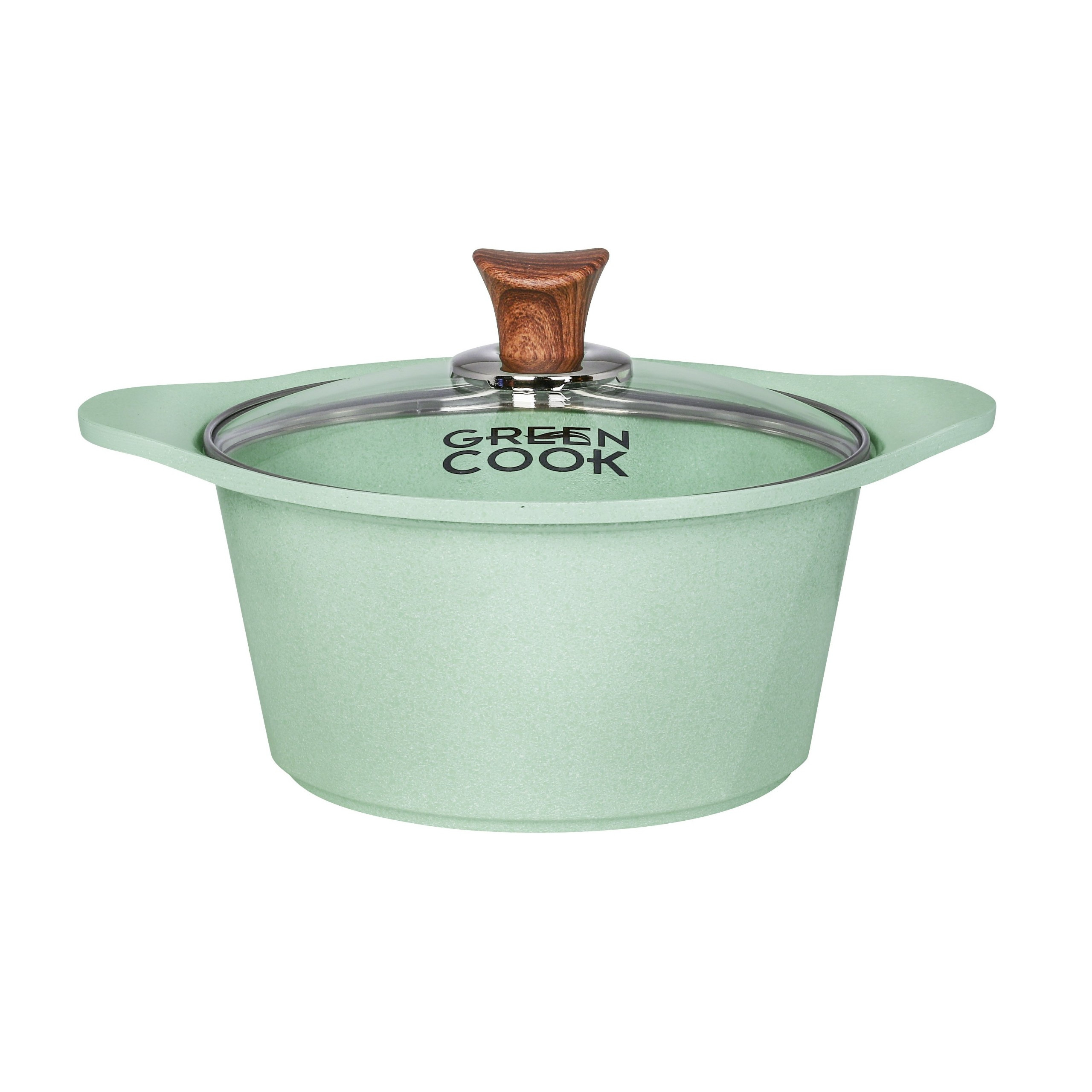 Nồi Đúc Ceramic Chống Dính Green-Cook GCS05-24IH Size 24cm Vân Đá Đáy Từ Nắp Kính Cường Lực Dùng Trên Mọi Loại Bếp-Hàng Chính Hãng