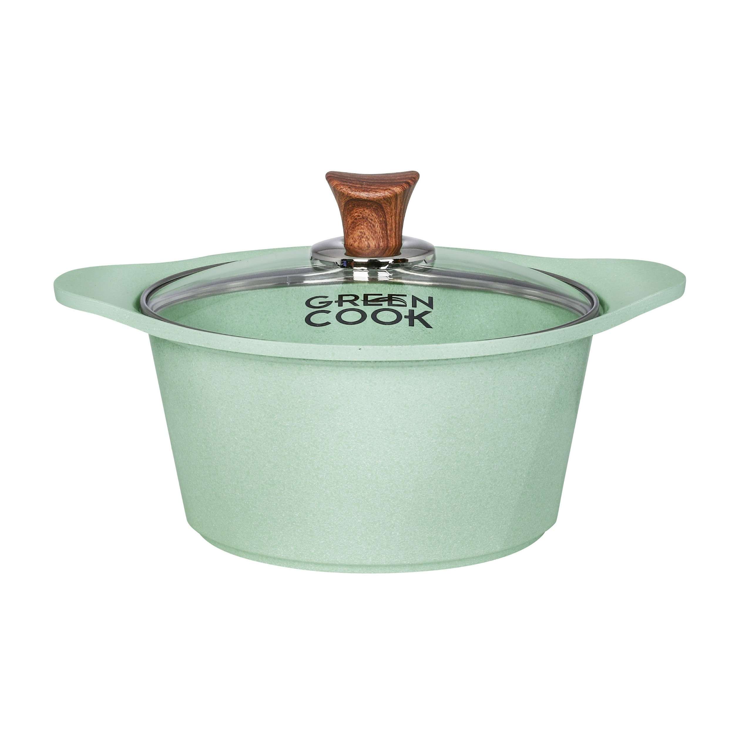 Nồi Đúc Quánh Đúc Ceramic Chống Dính Green-Cook GCS05 Vân Đá Đáy Từ Nắp Kính Cường Lực Dùng Trên Mọi Loại Bếp-Hàng Chính Hãng