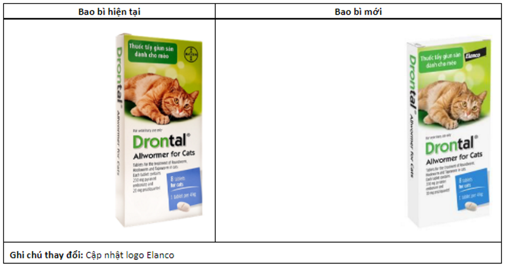 2 viên Drontal tẩy giun sán trên mèo 