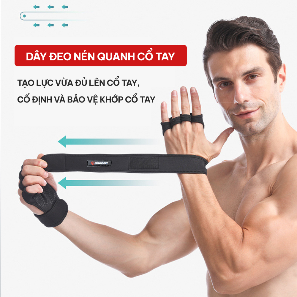 Găng tay tập Gym kết hợp quấn cổ tay GoodFit GF207G chống chai tay, bảo vệ cổ tay