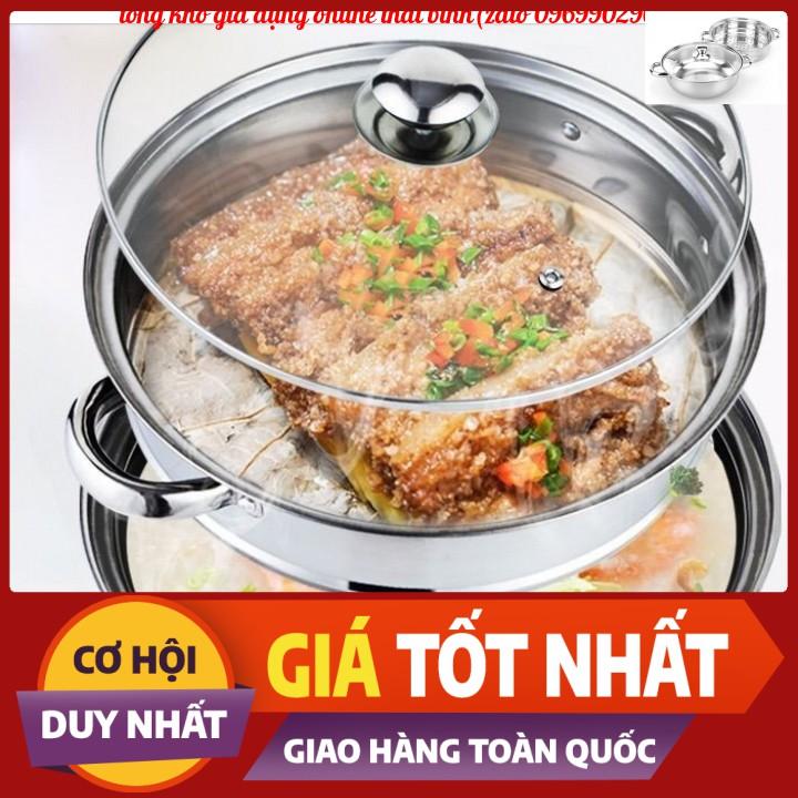 Nồi Hấp 2 Tầng Kèm Lẩu Nắp Kính kích Thước 28cm