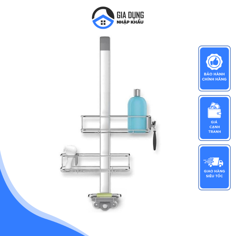 Giá Treo Vách Kính Simplehuman, Kệ Nhà Tắm, Chất Liệu Thép Không gỉ Bền Đẹp, Nhập Đức