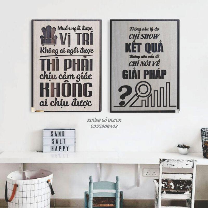 Combo 2 Tranh Gỗ Treo Tường Tạo Động Lực Làm Việc Văn Phòng.