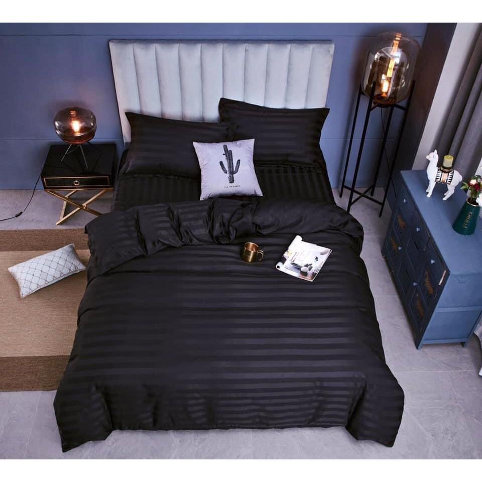Bộ Vỏ Chăn Drap Gối COTTON SỌC 3F Vải Cotton Lụa Bóng Hàng Chuyên Cho Gia Đình Và Khách Sạn