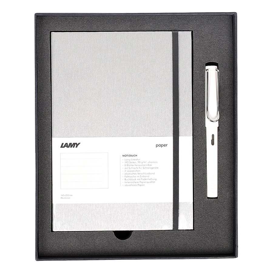 Gift Set Lamy Notebook A5 Softcover Grey+ Lamy Safari White - GSNSa0013