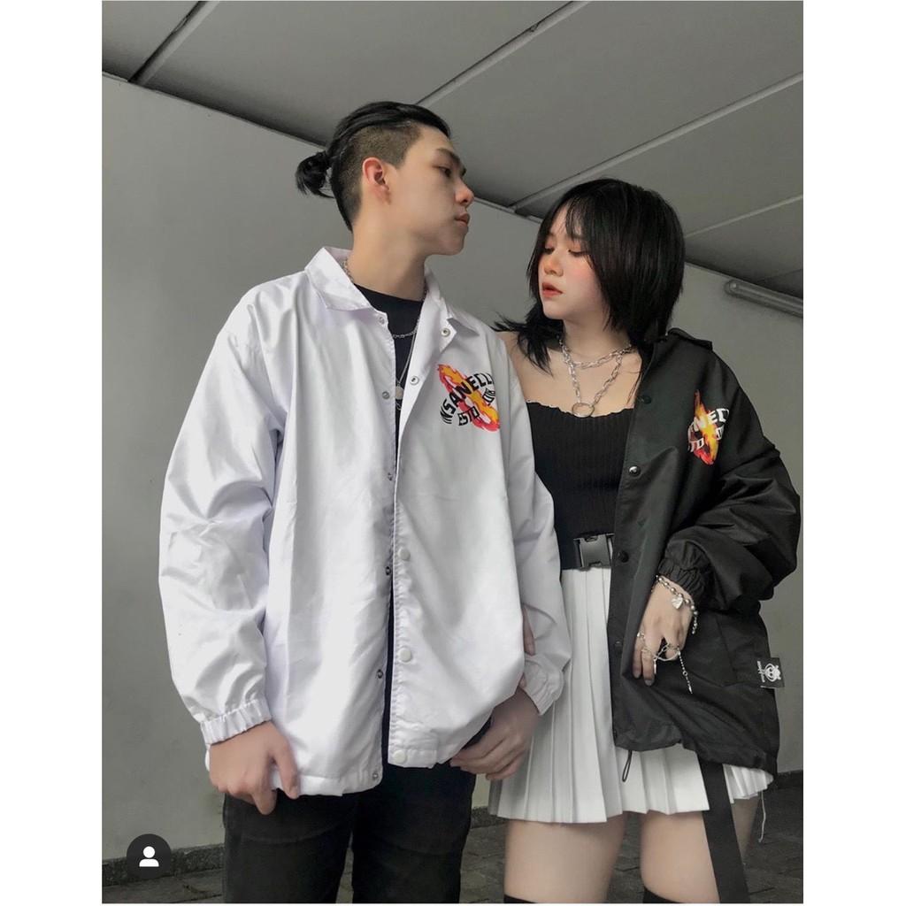 Áo Khoác Dù Cổ Bẻ in Hình Form Rộng Dù 2 Lớp Phong Cách
