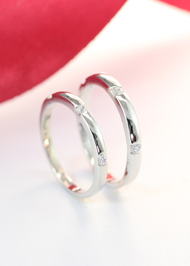 Nhẫn đôi bạc nhẫn cặp bạc đẹp đính đá cách điệu ND0364