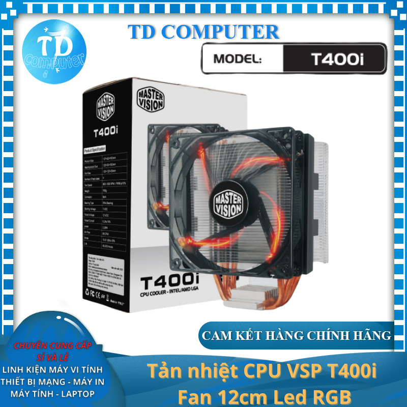 Tản nhiệt CPU VSP T400i Fan 12cm Led RGB Dùng Cho Tất Cả Socket - Hàng chính hãng TECH VISION phân phối