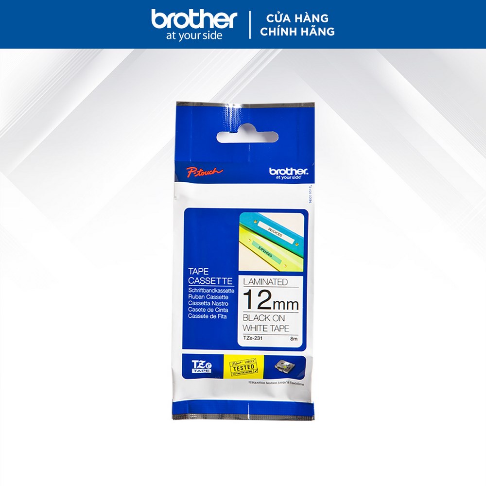 Nhãn In Tiêu Chuẩn TZE Brother Tze-231 Chữ Đen Trên Nền Trắng (12mm) - Hàng chính hãng
