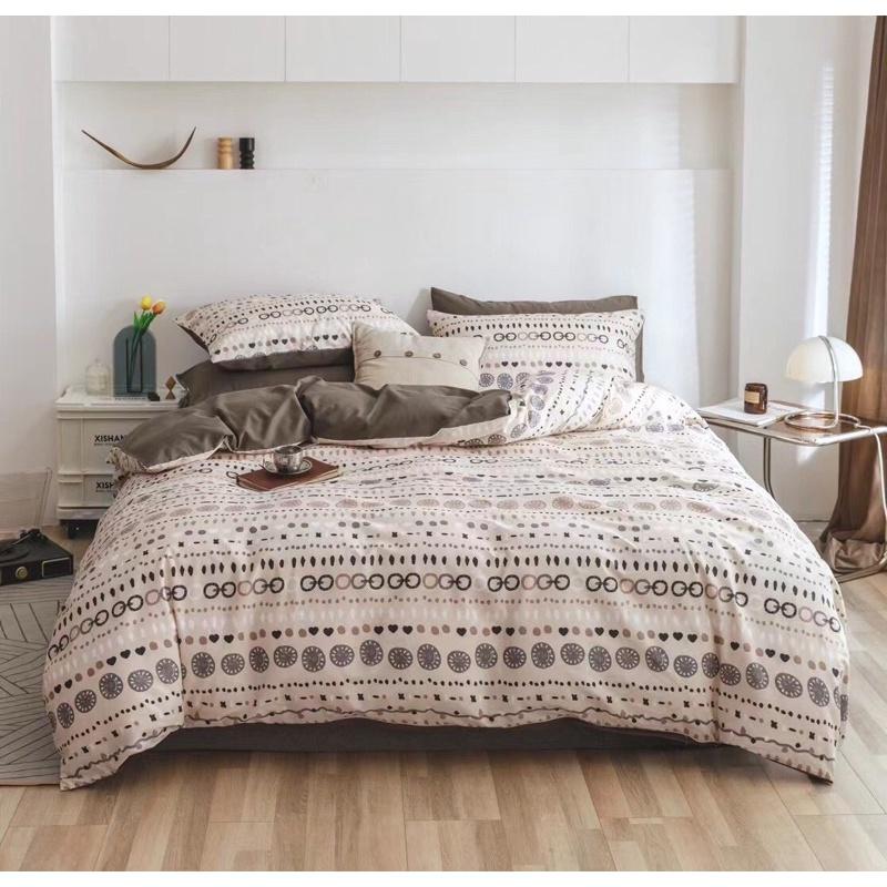 Bộ Chăn Ga Gối Cotton Living 100%cotton Hàng Nhập Khẩu Cao Cấp 4 món Kẻ Thổ Cẩm