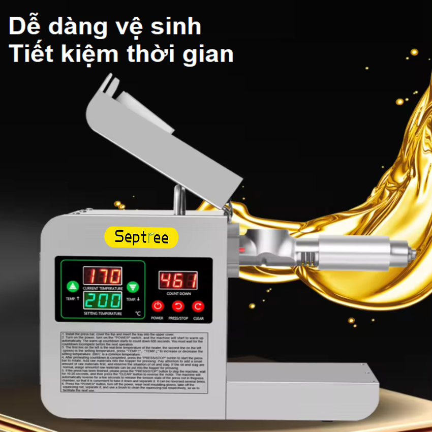 Máy ép dầu thực vật chuyên dụng dùng trong gia đình thương hiệu cao cấp Septree X8S - Hàng Nhập Khẩu