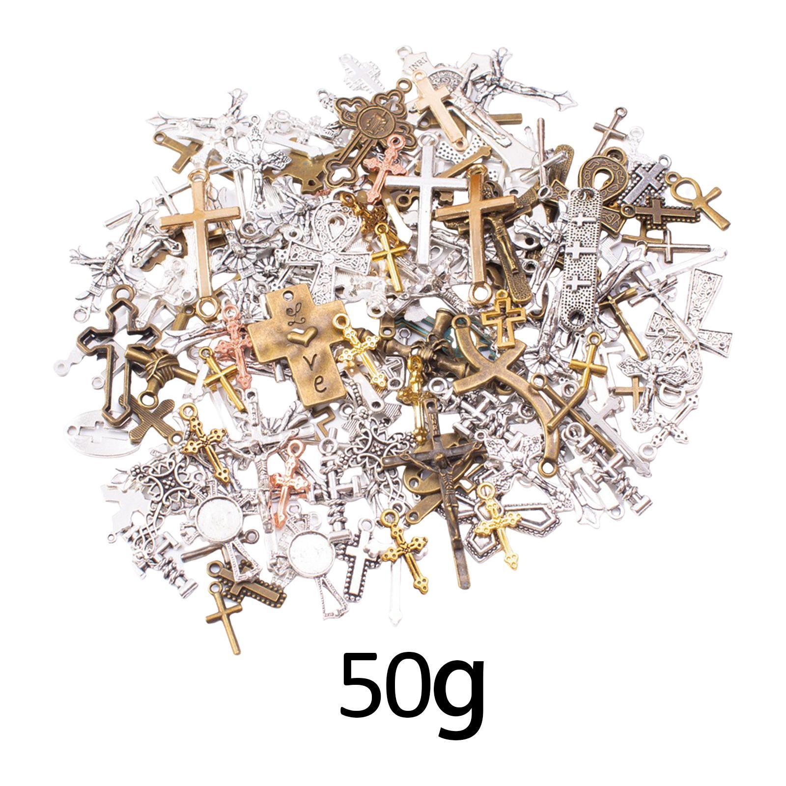 50Pcs Cross Charms Pendants for Jewelry Making Findings DIY Crafts Supplies