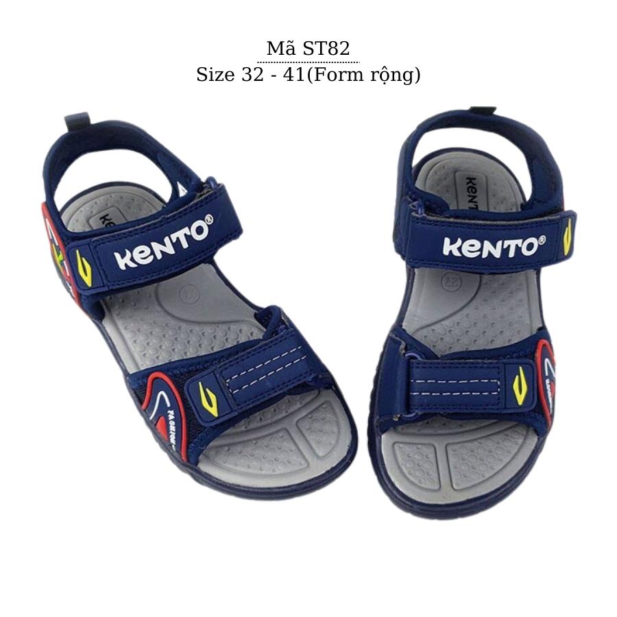 Dép sandal bé trai KENTO xanh navy quai hậu kiểu dán êm nhẹ chống trơn trượt cao cấp phù hợp cho trẻ em học sinh tiểu trung học 6, 7, 8, 9, 10, 11, 12, 13, 14, 15 tuổi đi học đi biển màu hè NHÍM SHOP ST82