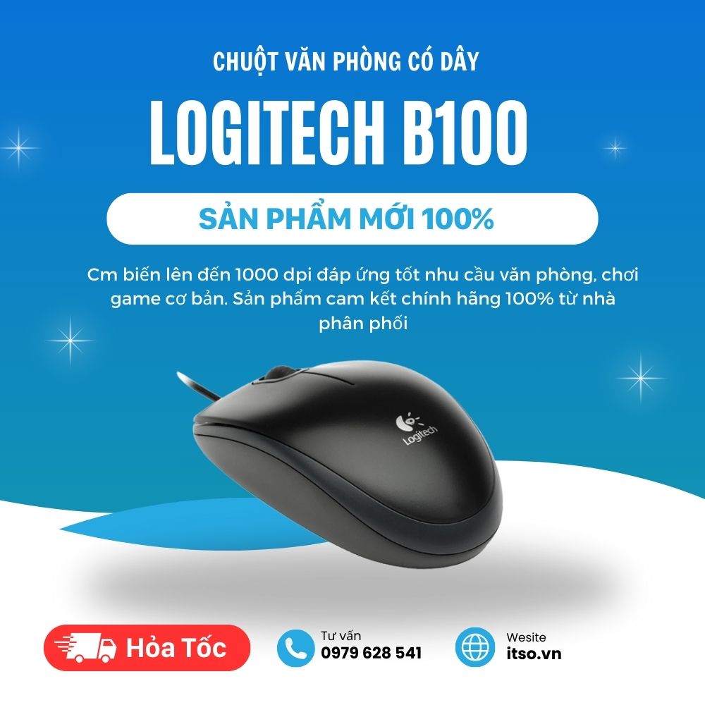 Chuột Có Dây Logitech B100 - Hàng Chính Hãng