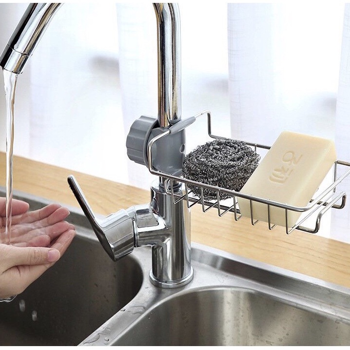Kệ Inox, Giá inox đựng lưới rửa bát, xà bông treo vòi nước bồn rửa bát
