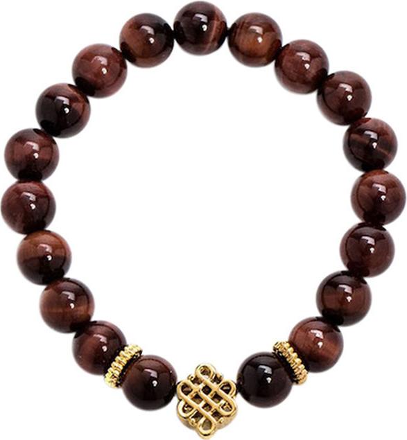 Vòng Tay Phong Thủy Nữ Đá Mắt Hổ Nâu Đỏ Phối Charm Si  Mệnh Hỏa, Thổ Ngọc Quý Gemstones