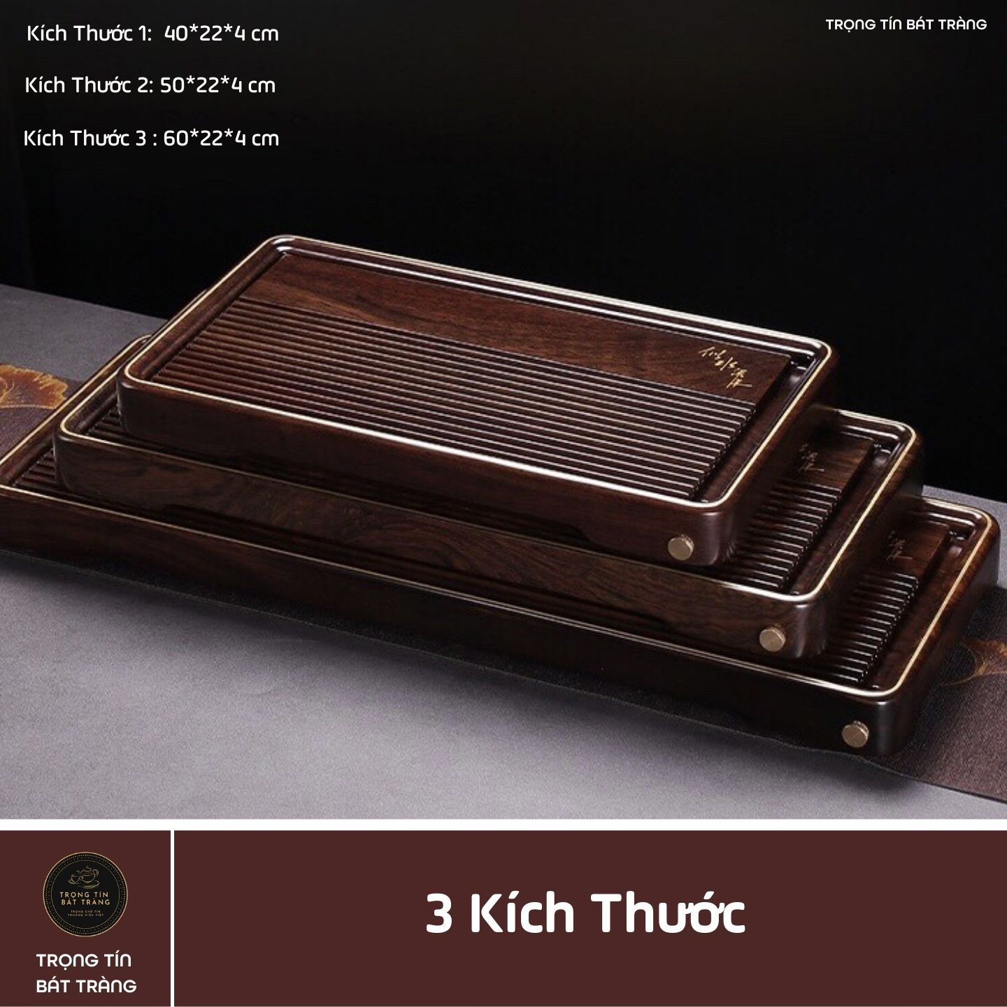 KT 42 Khay Trà Tre Cao Cấp Chữ Nhật Nhỏ