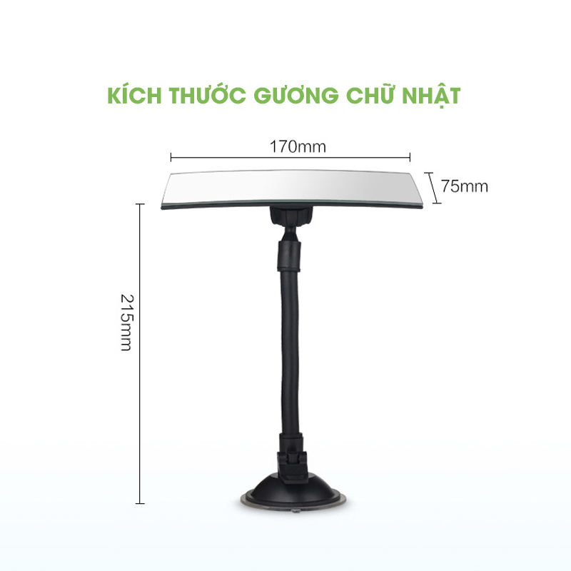 Gương chiếu hậu lồi góc rộng trong xe ô tô xoay 360 độ, có giác hút chắc chắn, phụ kiện ô tô Tâm Luân