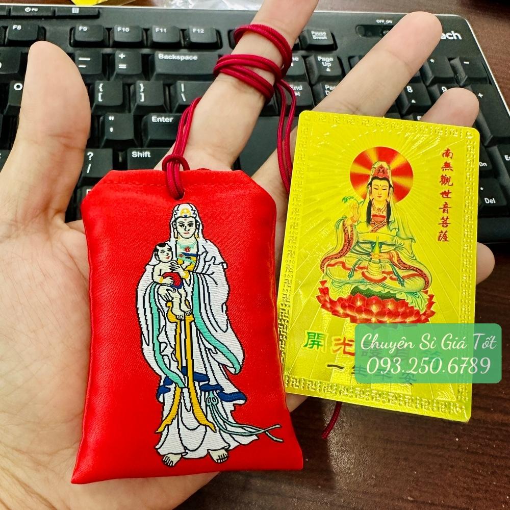 COMBO Bình An : TÚI QUAN ÂM + KIM BÀI QUAN THẾ ÂM BỒ TÁT cầu bình an- May Mắn Vượng Tài- Đã Khai Quang