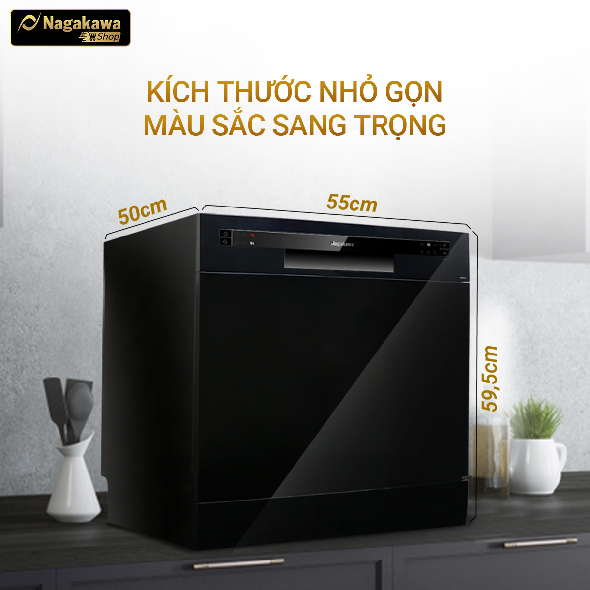 Máy rửa bát 8 bộ cao cấp Nagakawa NK8D01M - Made in Malaysia - Hàng chính hãng