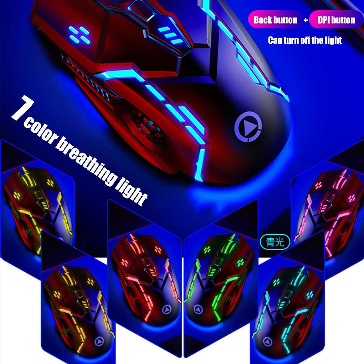 Đèn Nền LED Nhiều Màu Sắc USB Bàn Phím Cơ Gaming Chuột 3200DPI 6 Nút Thiết Game Thủ Máy Tính Dành Cho Máy Tính Laptop