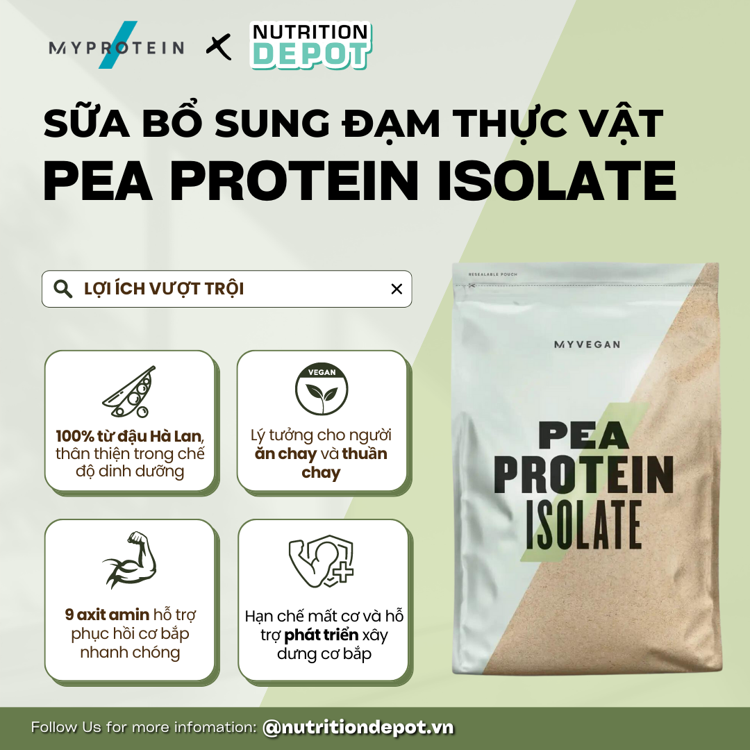 Sữa bổ sung đạm dành cho người ăn chay từ đậu hà lan Pea Protein Isolate Myprotein không mùi 2.5kg - NUTRITIONDEPOT