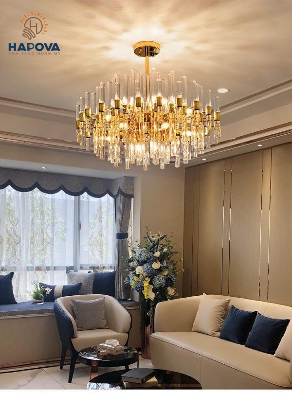 Đèn chùm pha lê cao cấp HAPOVA TAILER 0967 Đường kính 800mm + Tặng bóng E14