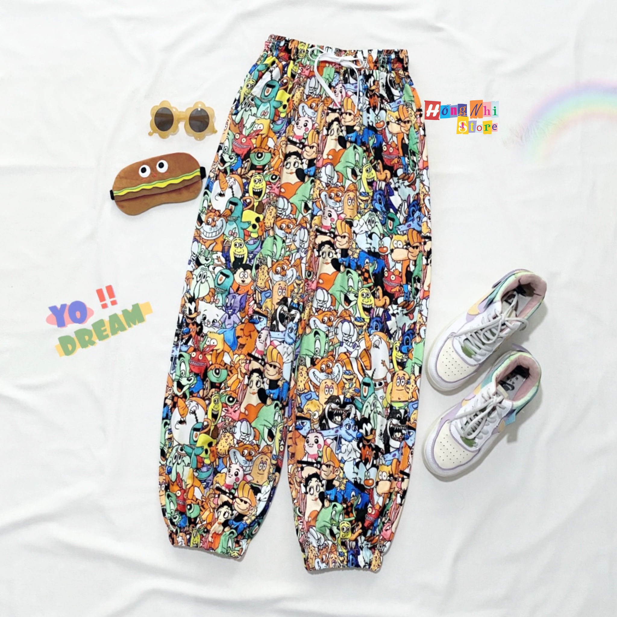 Quần Hoạt Hình Dài Bo Lai Cartoon Pant V2 Oversize Ulzzang Unisex - MM