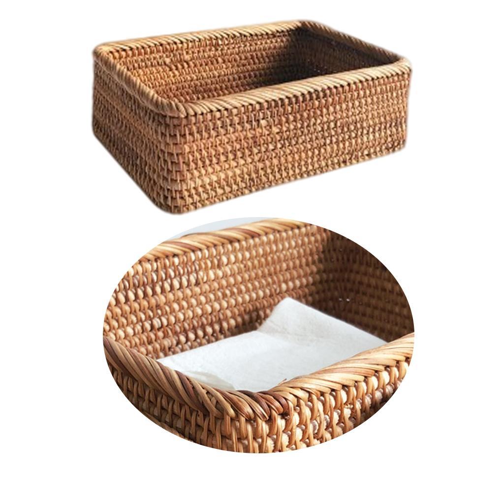 Handwoven Bread Basket Wicker Storage Tray Tea Drinks Home Decor
