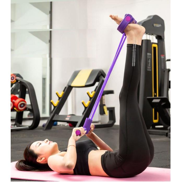 Dây kéo tập cơ bụng lưng tummy đa năng 4 ống đàn hồi hỗ trợ gym gập tại nhà giúp cho dáng chuẩn vòng eo thon