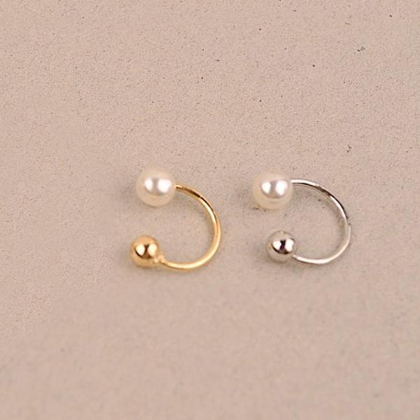 Women's  Pearl Ear   Earrings No Piercing, Gold& Tone 6mm